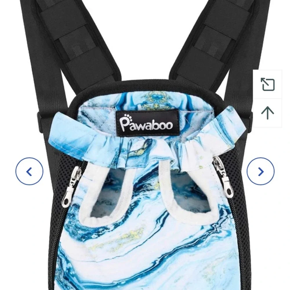 NWT Pawaboo Pet Carrier Backpack XL Blue, Yellow and White swirl design